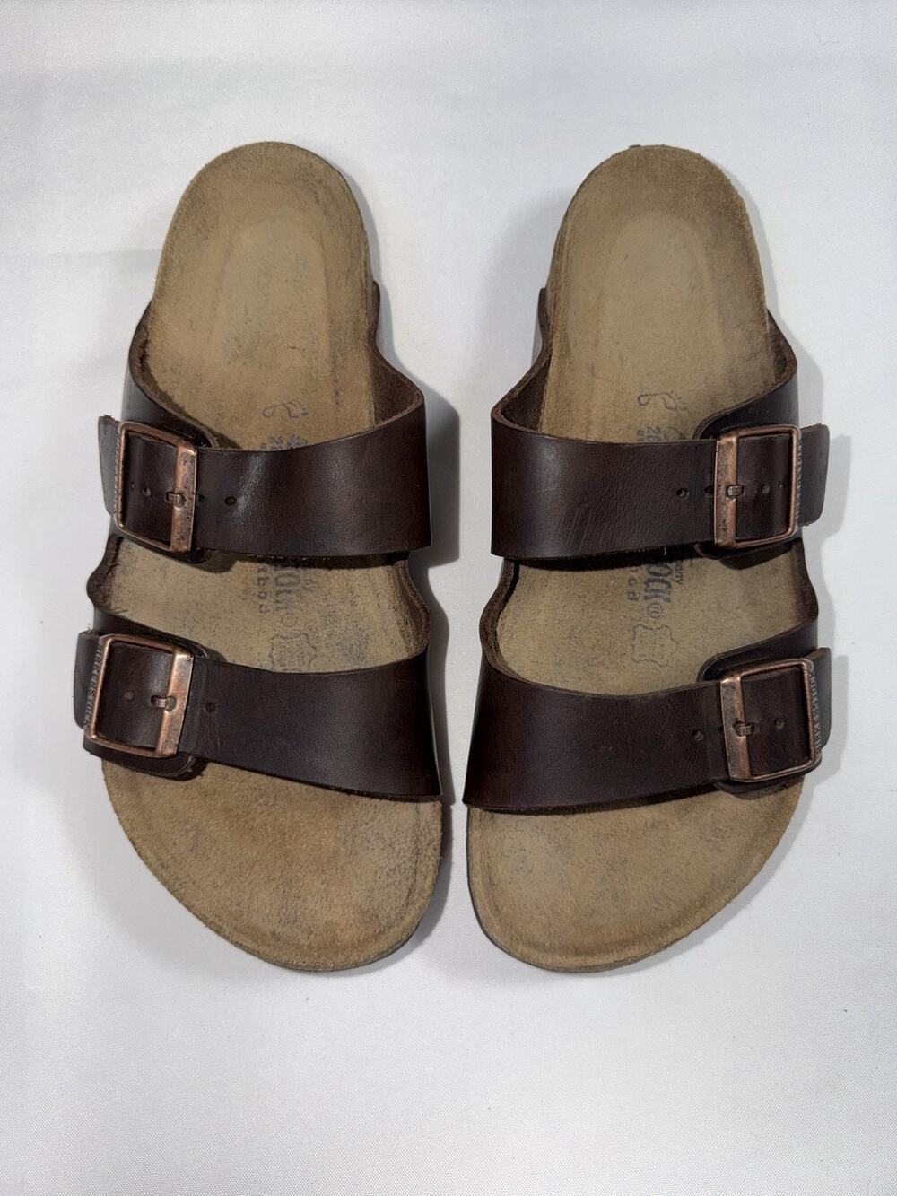 Birkenstock Arizona 44 / US 11.5 Brown Habana Oiled Leather Slip On Sandals